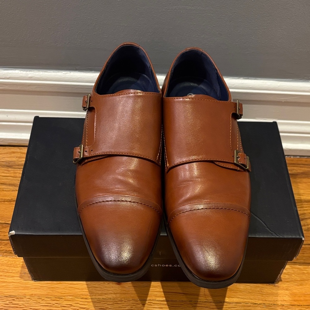 Elegant Tan Leather Double Monk Strap Shoes